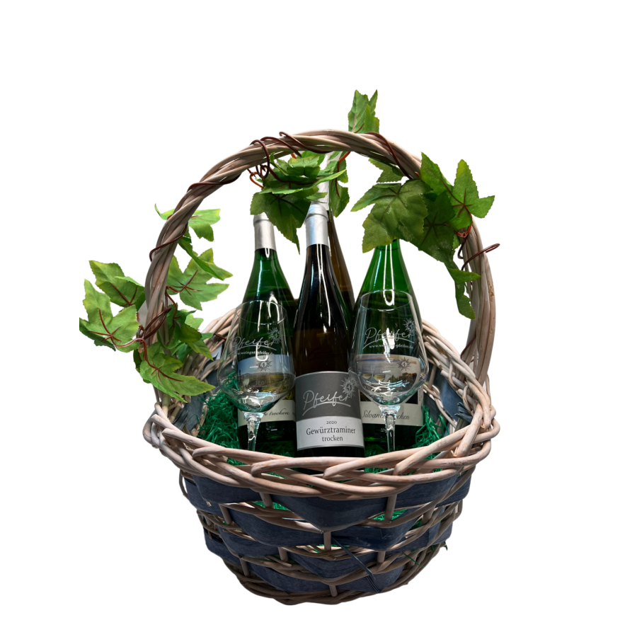 Probierpaket: 4 Flaschen Trocken + 2 Stängelgläser